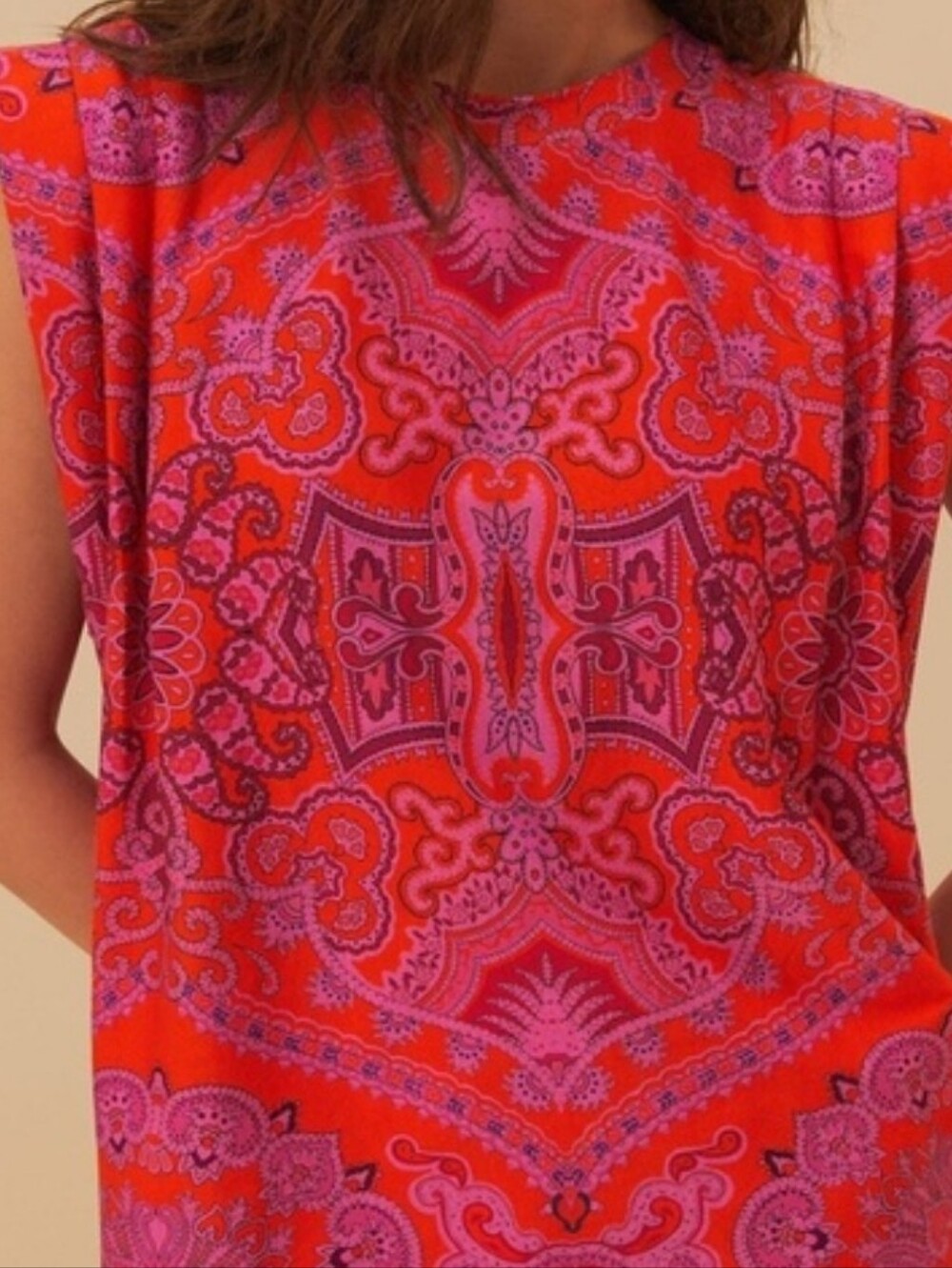FARM Rio Red & Pink Paisley Muscle Tee - Picture 2 of 13